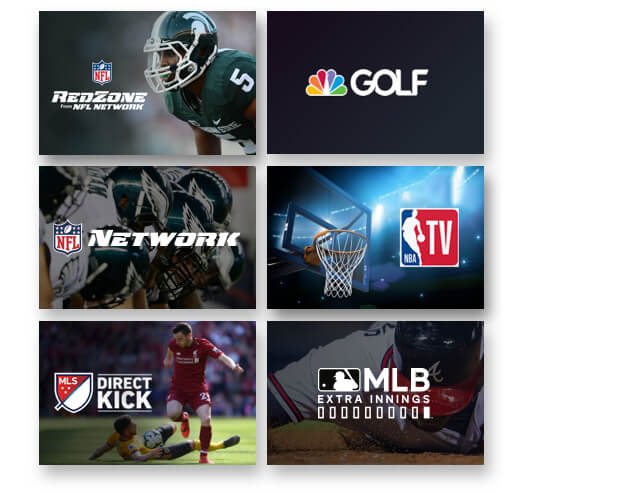 6 tiles of different sports channels